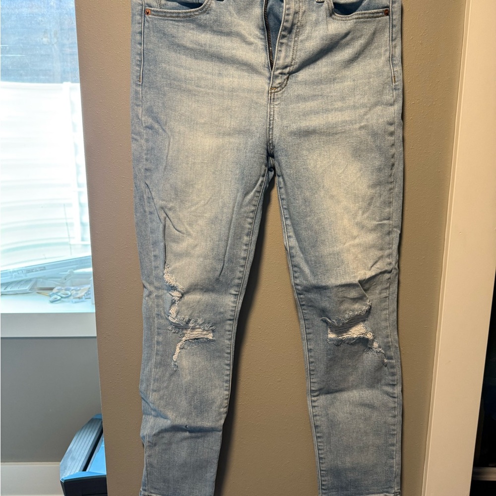Women's Light Blue Distressed Jeans